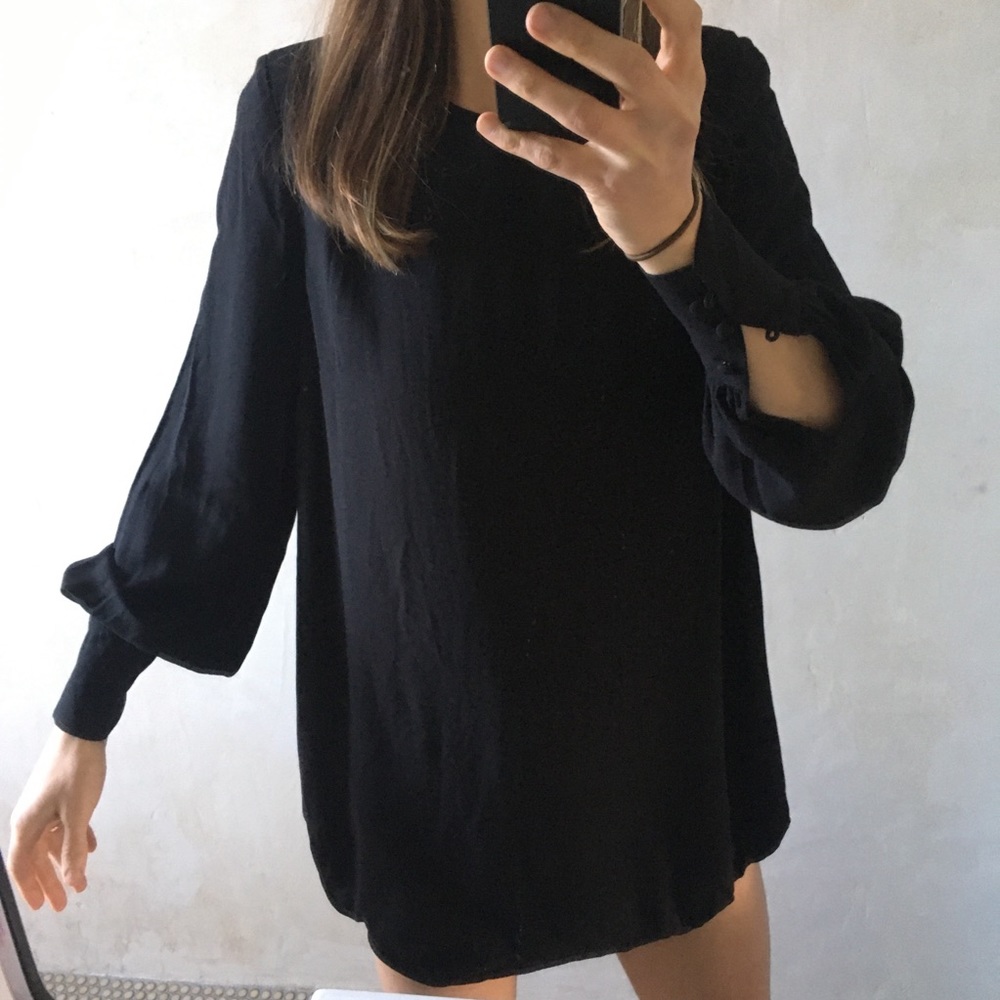 Frame sz S black bubble hem mini dress